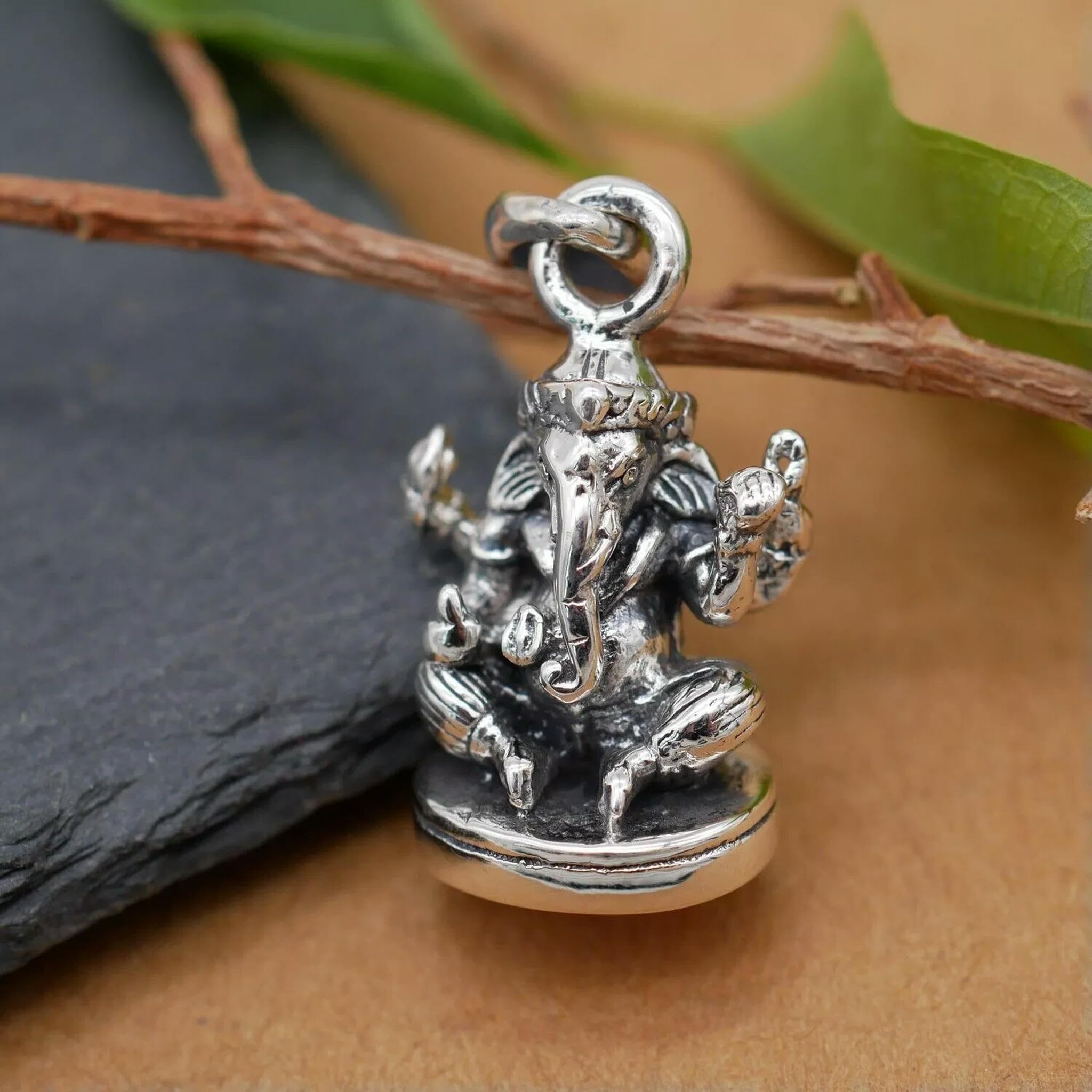 Pendentif éléphant argent 925 Ganesh amulette breloque collier homme femme