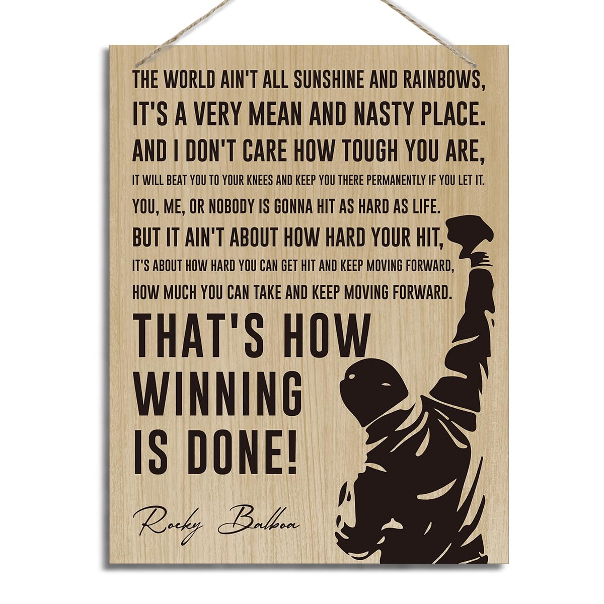 Rocky Balboa Movie Inspiring Quotes Wood Sign, Vintage Home Wall Decor Plaque, Home Bar Cafe Decor Sign, Movie Wall Art, Home Office Decor, Rustic Farmhouse Home Decor