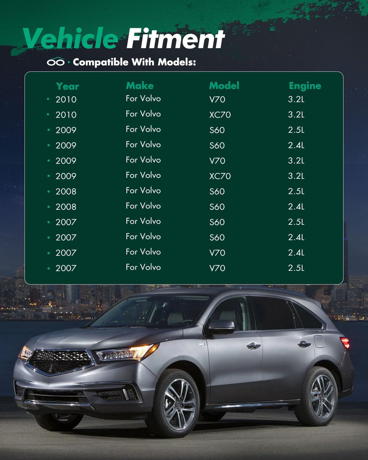 Scitoo New Timing Belt Water Pump Tensioner Gasket Set Fits 1998-2010 Volvo V40 V70 XC70 XC90 C70 S40 S60 S70 S80 1.9L 2.3L 2.4L 2.5L Engine