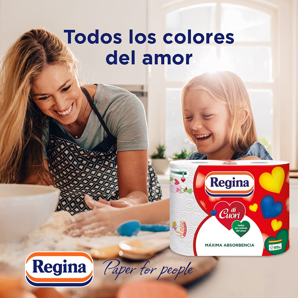 Regina Di Cuori Carta Cucina 24 Rotoli 85 Fogli 3 Strati Massima Assorbenza 65 g