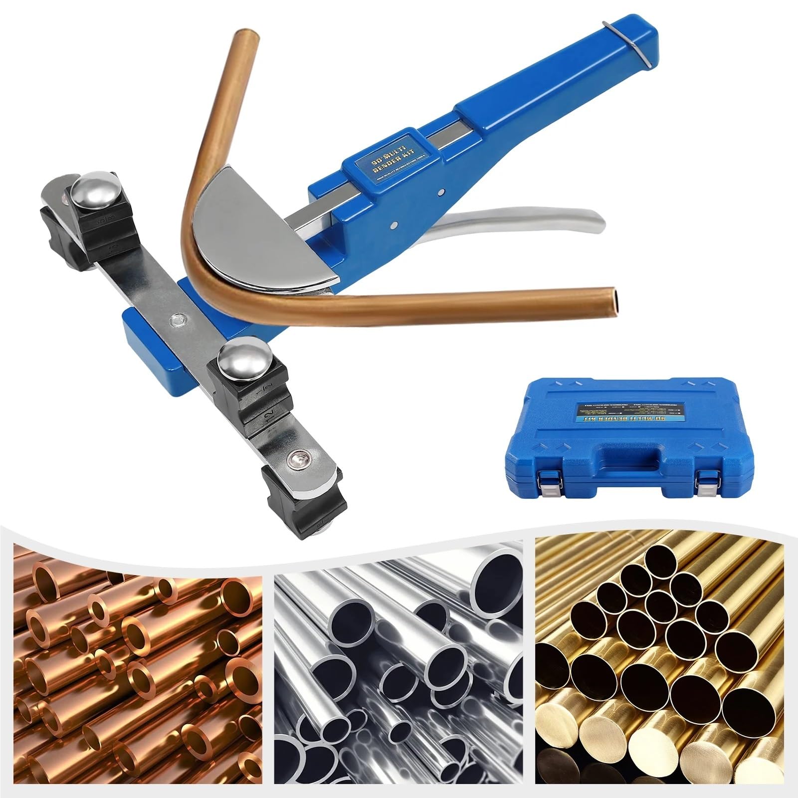 CT-999F Ręczna giętarka do rur Zestaw narzędzi do gięcia rur miedzianych Ręczna giętarka do rur aluminiowych i miedzianych o średnicy 6-22 mm, kolor niebieski