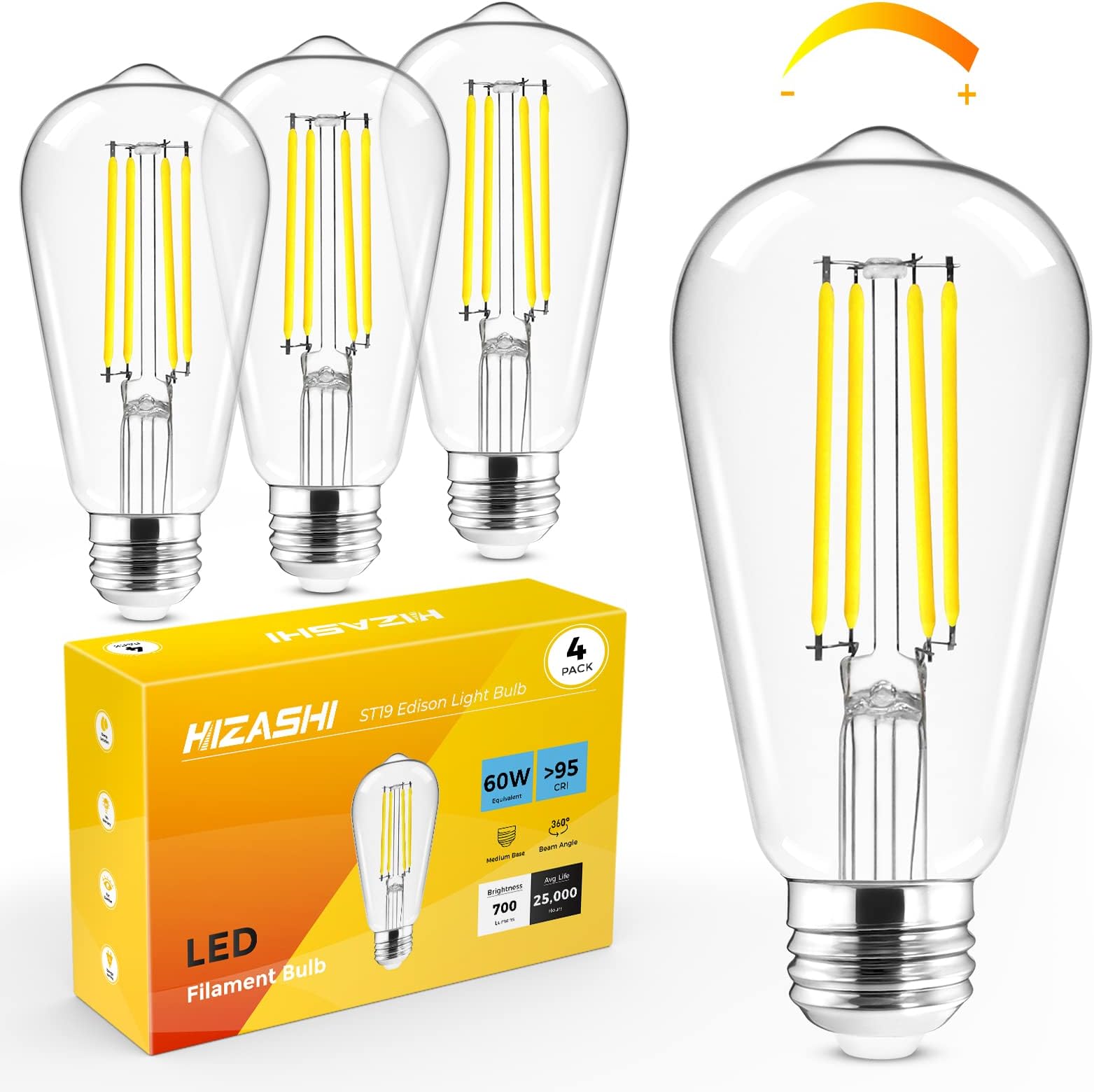 Sponsored Ad - Edison Bulbs Dimmable, Vintage E26 LED Bulb 60 Watt Equivalent UL Listed, 4000K Cool White 700lm 6W 95+CRI ST58/ST19 Antique Light Bulbs with E26 Medium Base, Clear Glass, Pack of 4