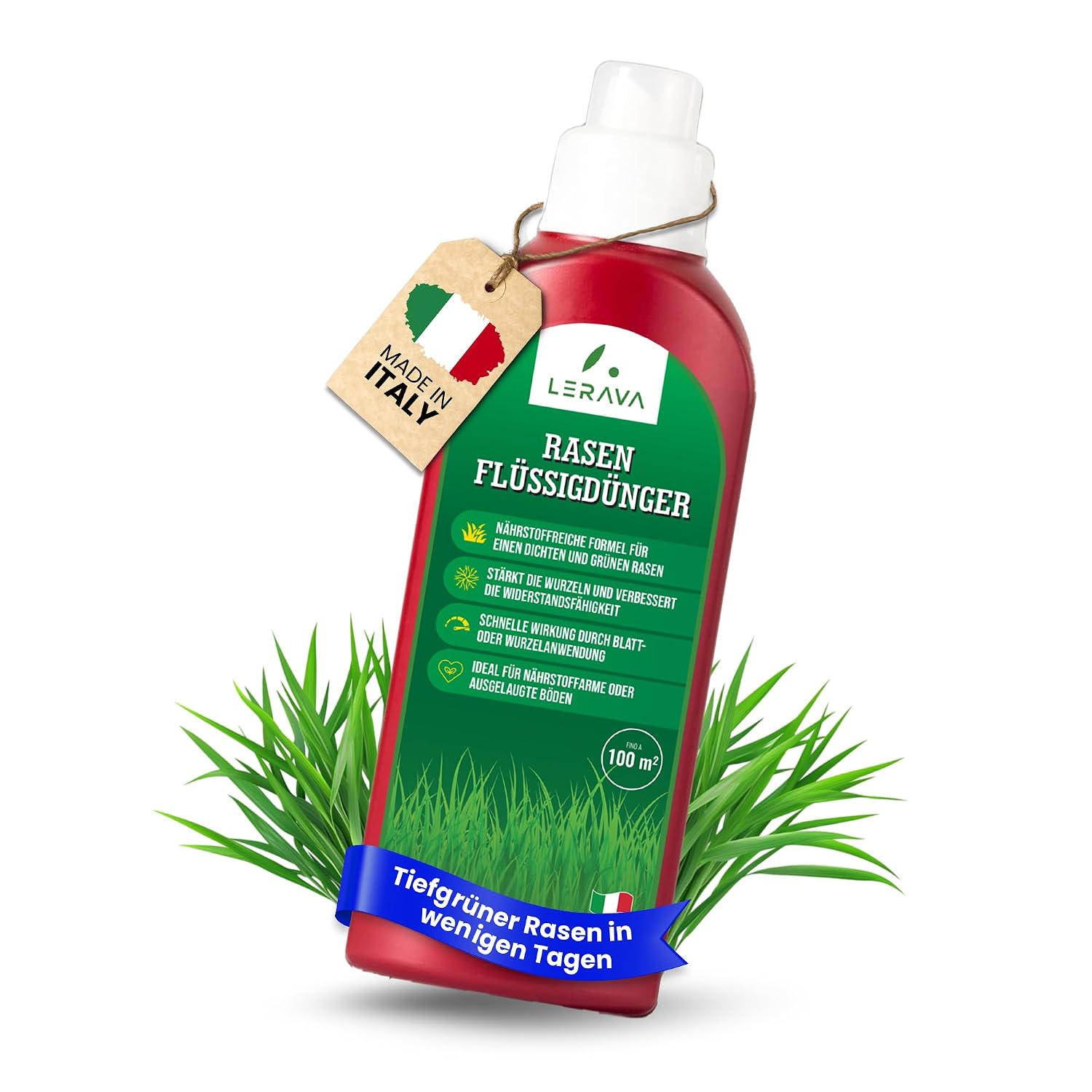 LERAVA Flüssigdünger Rasen (700ml) – Nährt vollständig & ausgewogen, fördert Wurzelwachstum, Dichte & Farbe, stärkt gegen Trockenheit & Krankheiten, für Blattanwendung geeignet