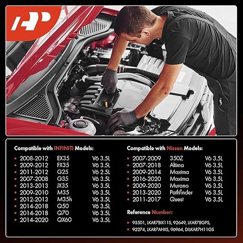 Miniatura 2 de A-Premium Bujías de iridio Platinum 93501 LKAR7BIX-11S (paquete de 6) compatibles con Nissan Altima 2007-2018, Murano 2009-2020, Pathfinder, Maxima,