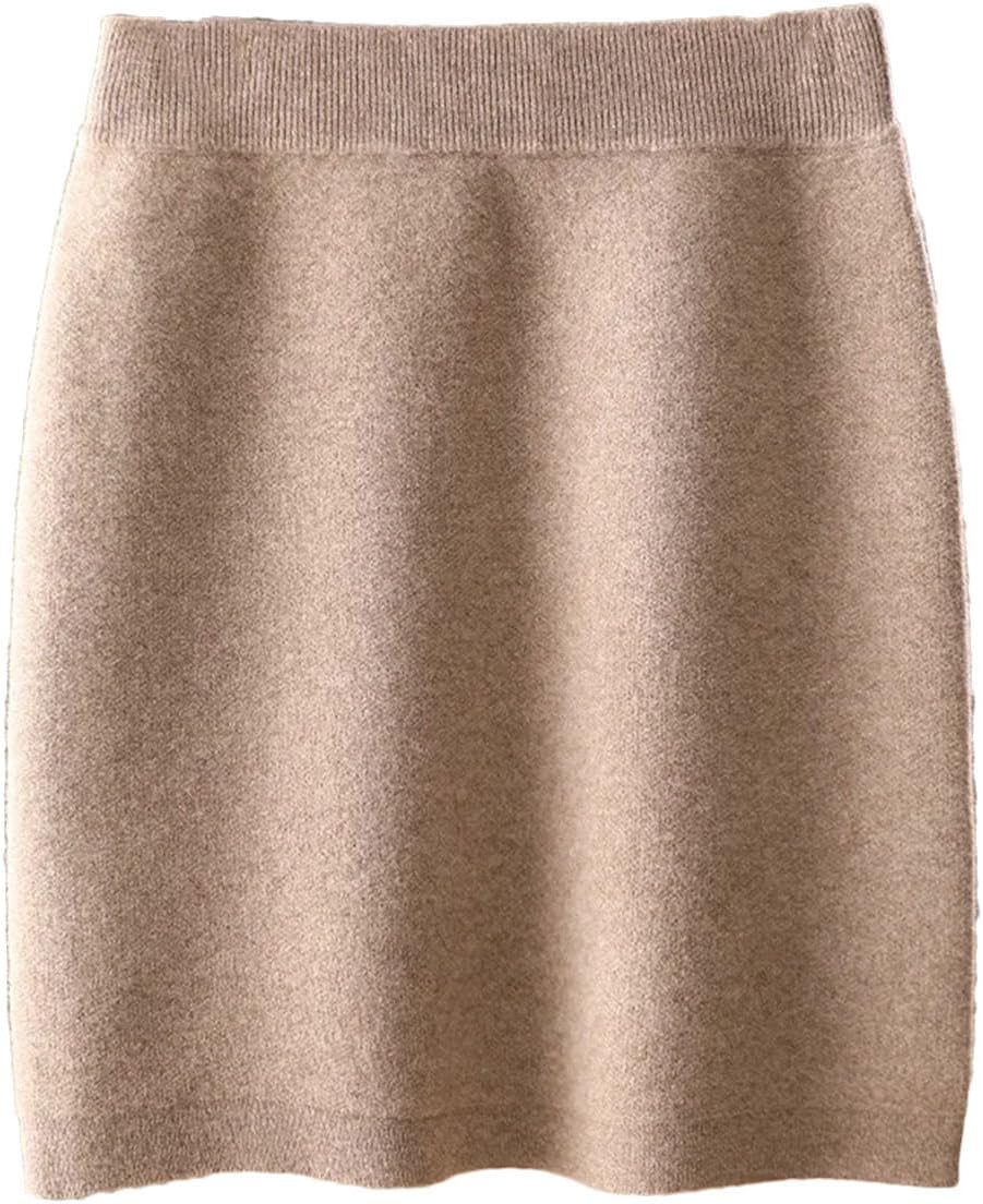 Women Mini Slim Fit Wool Skirt 100Percent Merino Wool Knitwear Above Knee Skirt Elastic Skirt
