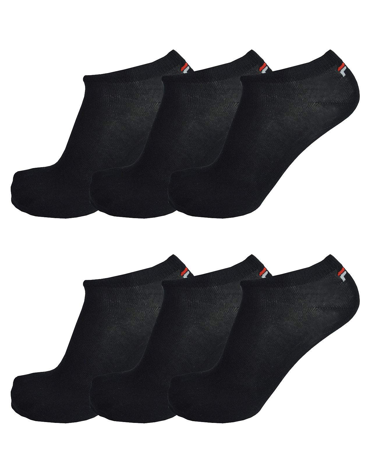 Fila Men's Black 3 Pairs Of Unisex Invisible Trainer Socks Sizes 2-13, Various Colours. - 6-8