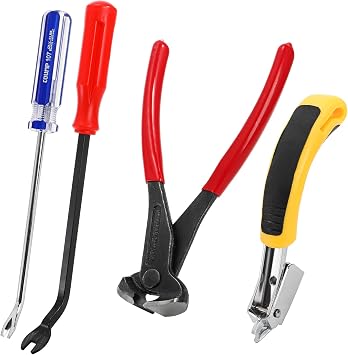 Hiceeden 4 Pcs السجاد أدوات مزيل التيلة، الثقيلة واجب التيلة مجتذب مع نهاية قطع كماشة، أداة مسمار مجتذب تك رافع لإزالة الدبابيس على الأثاث، الكلمة، حالة الخشب، الكرتون، إطار الصورة