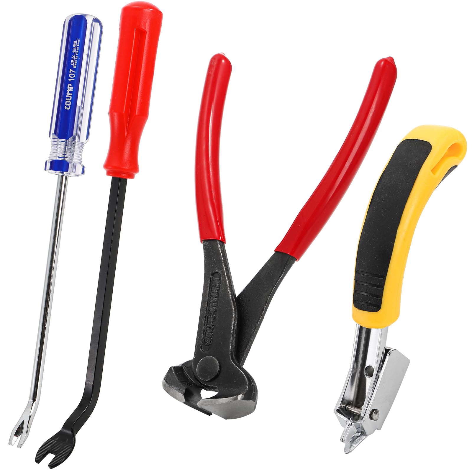 Hiceeden 4 Pcs Carpet Staple Remover Tools, Heavy Duty Staple Puller with End Cutting Plier, Nail Puller Tack Lifter Tool for Removing Staples on