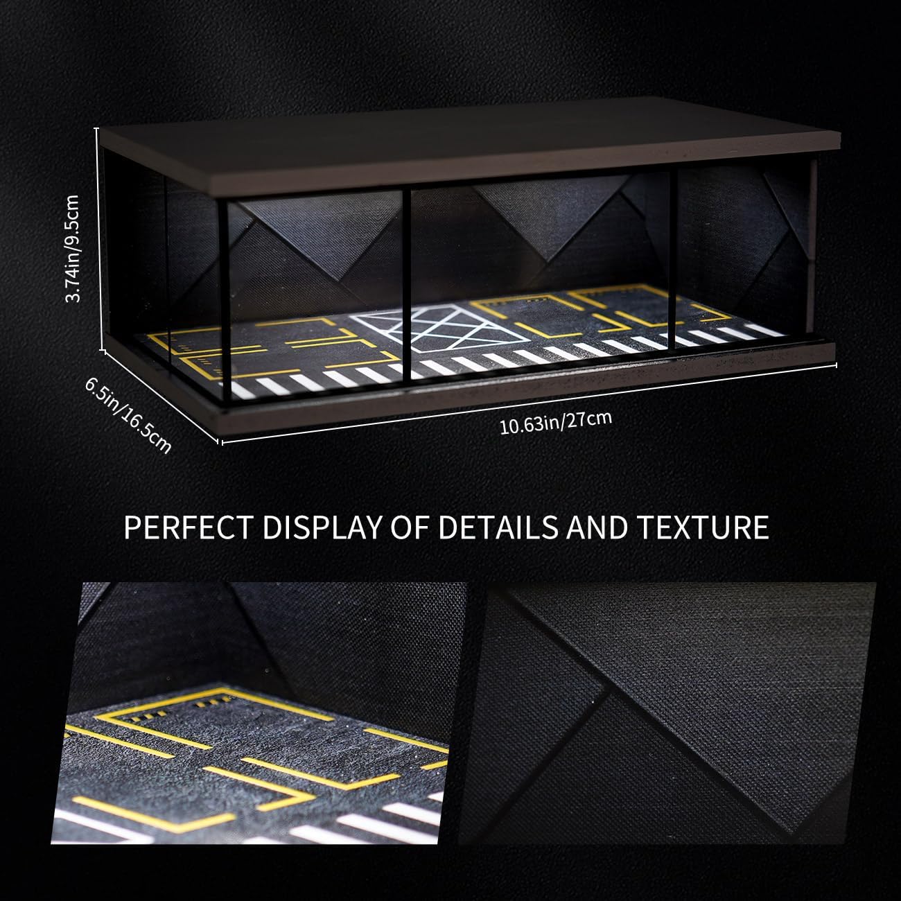 1:64 Scale LED Display Case for Diecast Cars, Black Parking Garage Style image 4