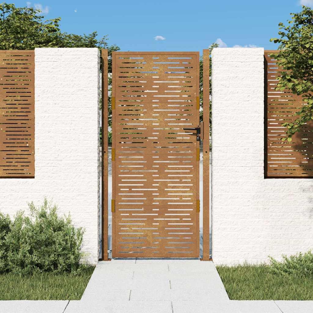 vidaXL Puerta de jardín Acero corten diseño Cuadrado 100x175 cm, Puerta de Valla, Puerta de Exterior, Puerta de Metal, Puerta de Seguridad