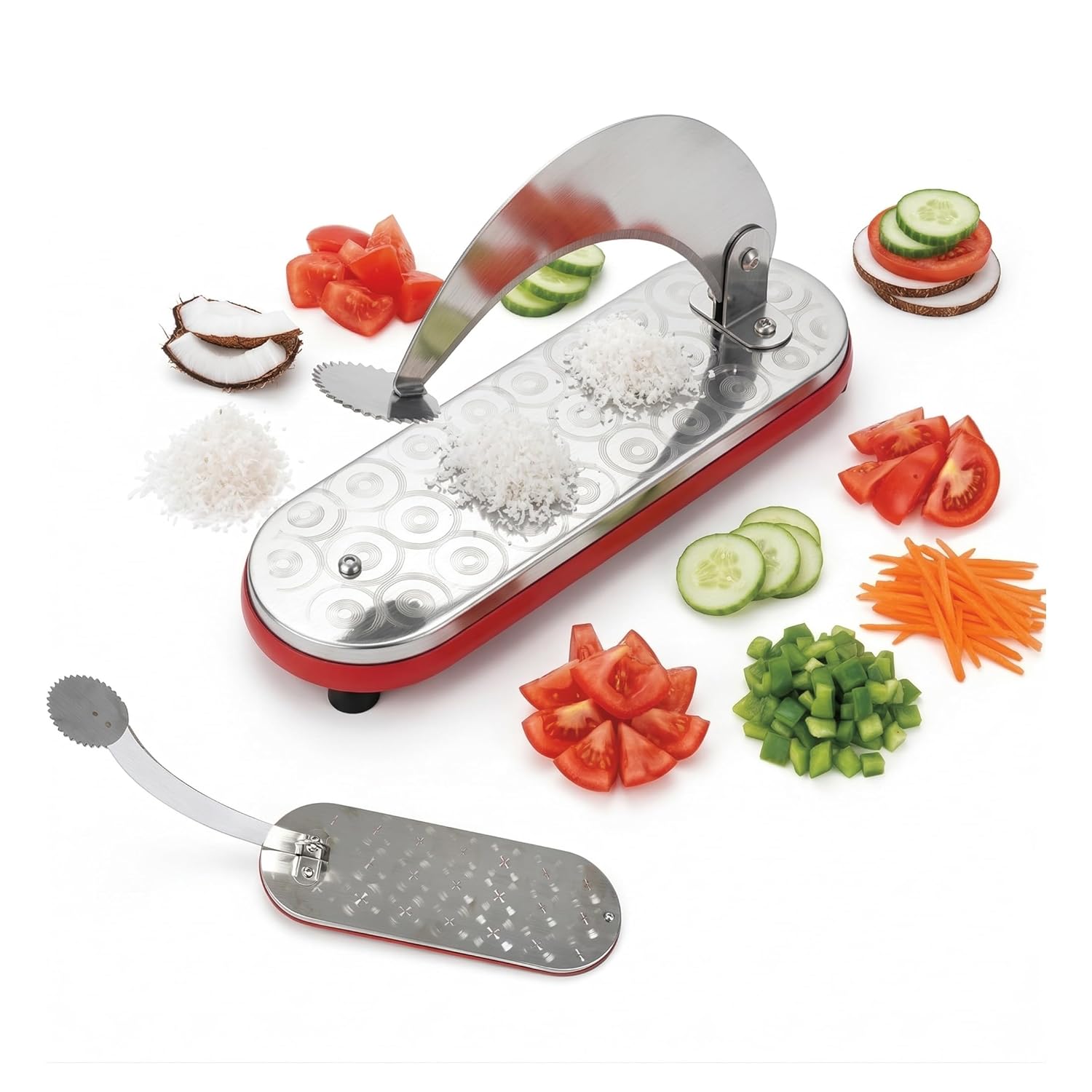 MUAC® Stainless Steel Manual Vegetable & Fish Cutter | Heavy Duty Curved Blade Chopper | Multi-Purpose Kitchen Cutter for Fish, Vegetables & Coconut | Anti-Slip Base