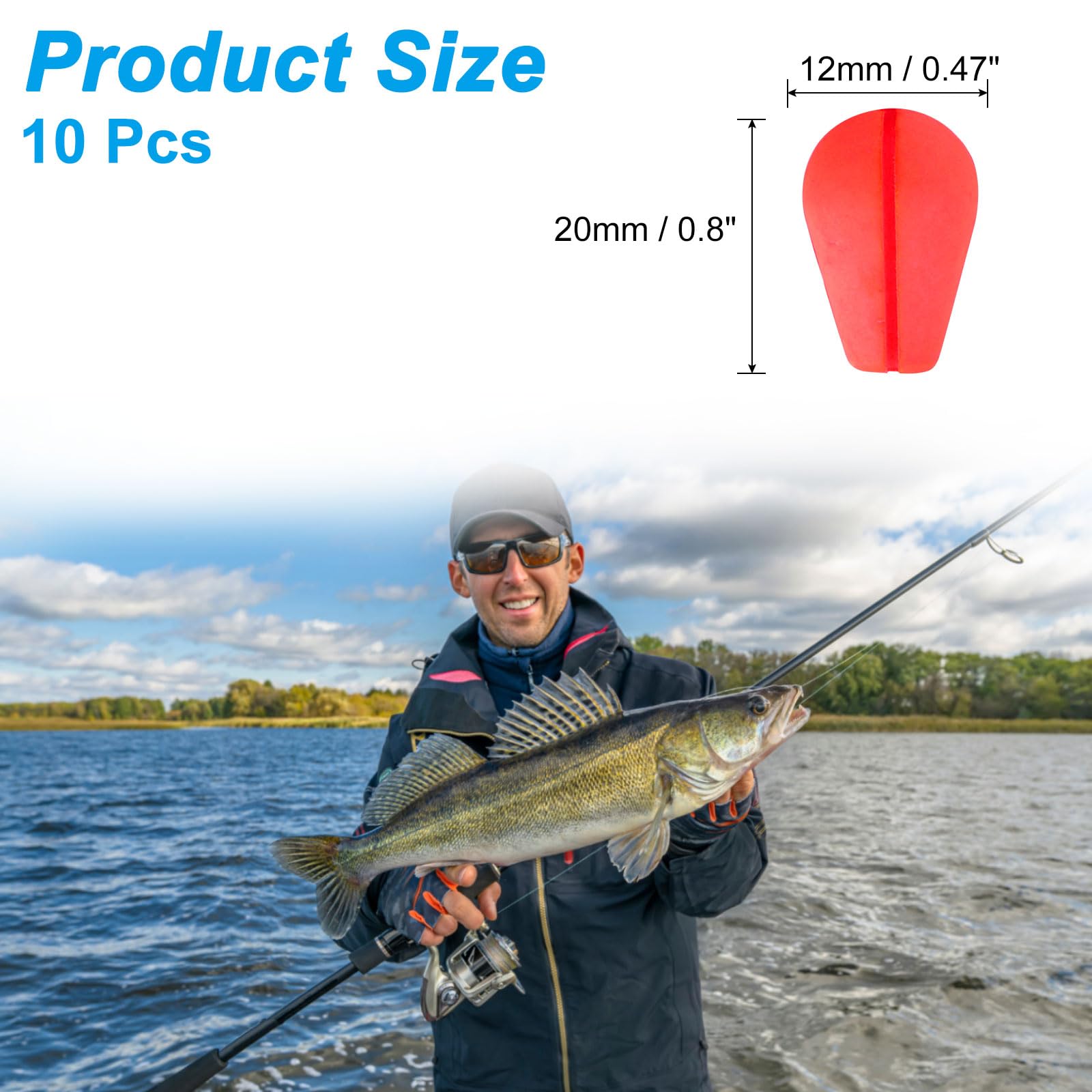 PATIKIL Fishing Float Foam, 10 Pack EVA Water Drop Strike Indicator Bobber Teardrop Floating for Crappie Trout Bass Fly Fishing Red - Image 2