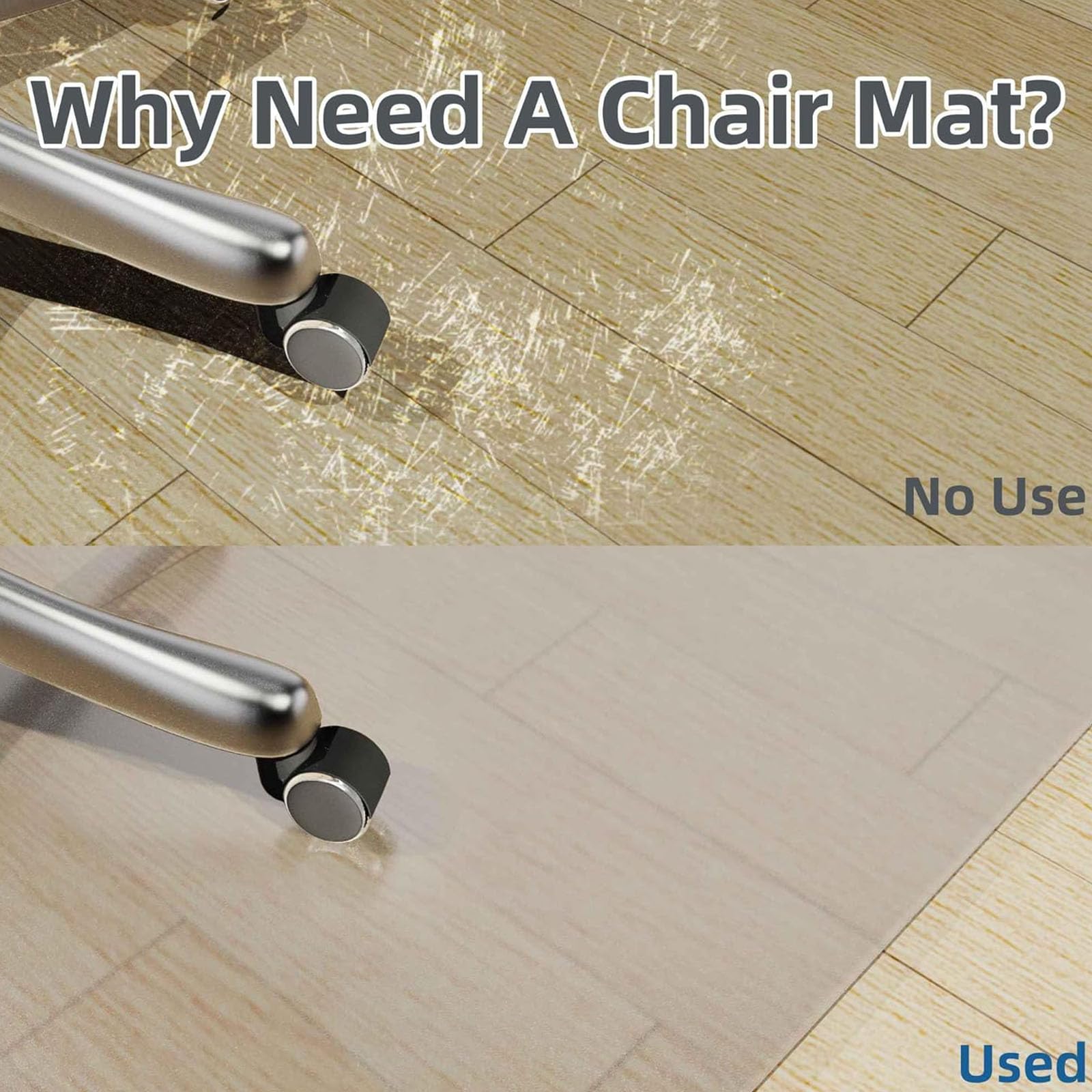 Alfombrilla de protección de suelo duro de 1,5 mm de grosor para silla de oficina para suelos laminados de parquet, protector de suelo de polipropileno (80 x 150 cm)