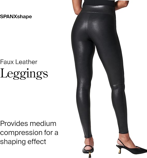 Spanx Faux Leather Leggings,ummy Control Legging,with Contoured Power Waistband Stomach Compression