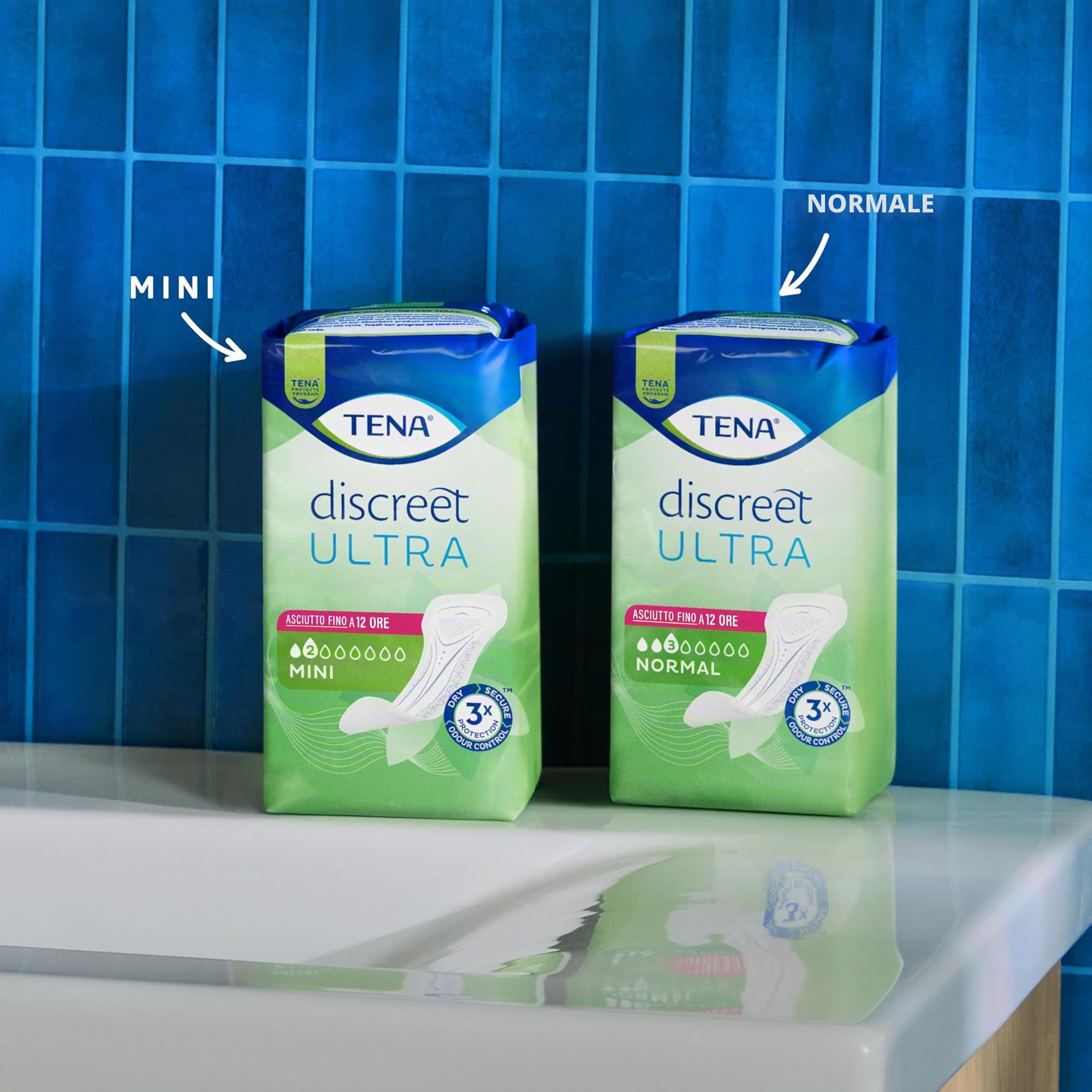 TENA Discreet Mini Ultra Pacco Scorta Mensile - Assorbenti per perdite urinarie femminili, discreti e confortevoli, 6 confezioni x 20 pezzi