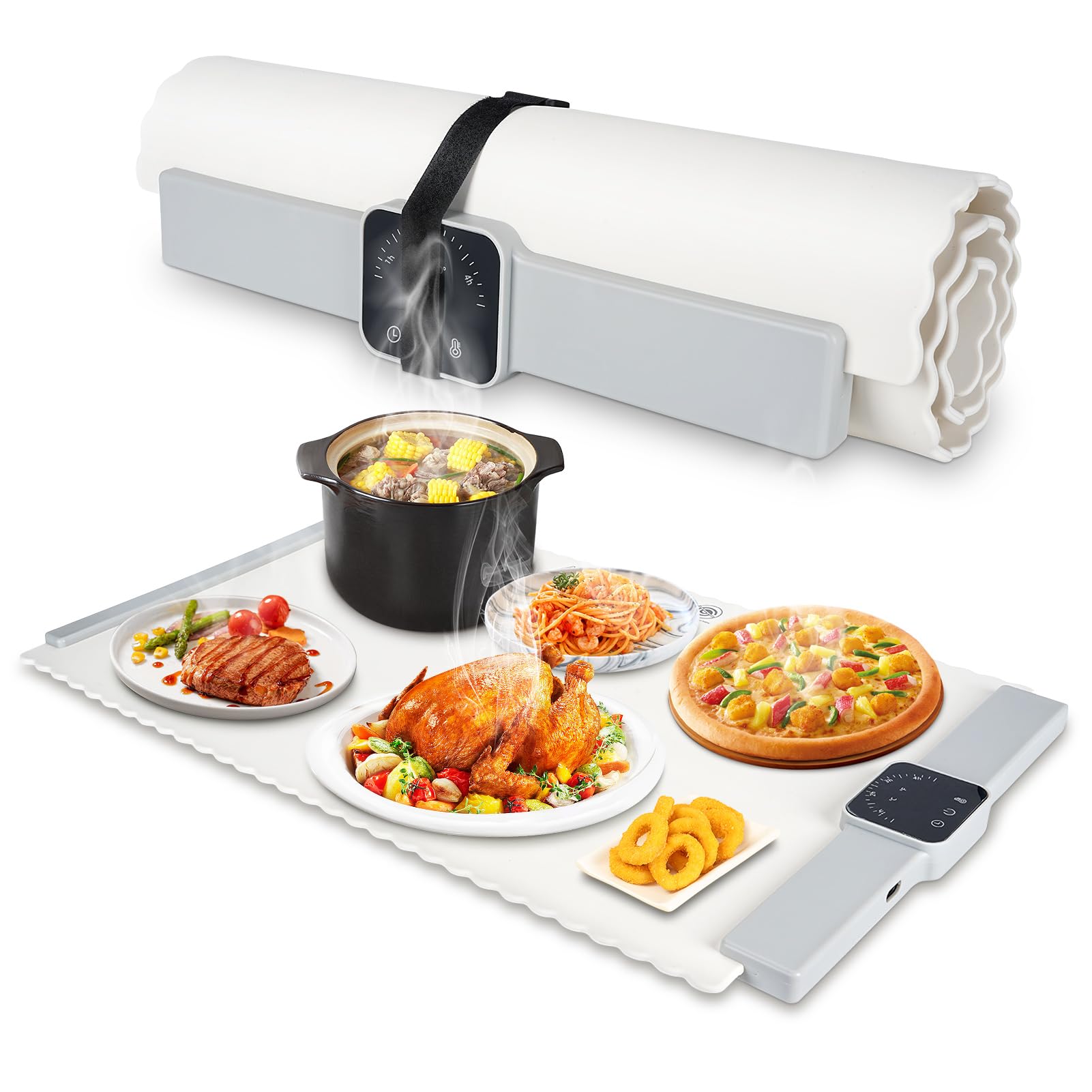 Electric Warming Tray, Foldable Silicone Heating Mat Heat Plate Portable Food Warmer for Buffets Restaurant Party Event Gathering Home Dinner