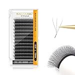NAGARAKU 3D W Shape Eyelash Extension Supplies Natural Soft Volume 0.07mm L curl 13mm Premade Fans Faux Mink Matte Black Cluster Easy Fanning False Lashes