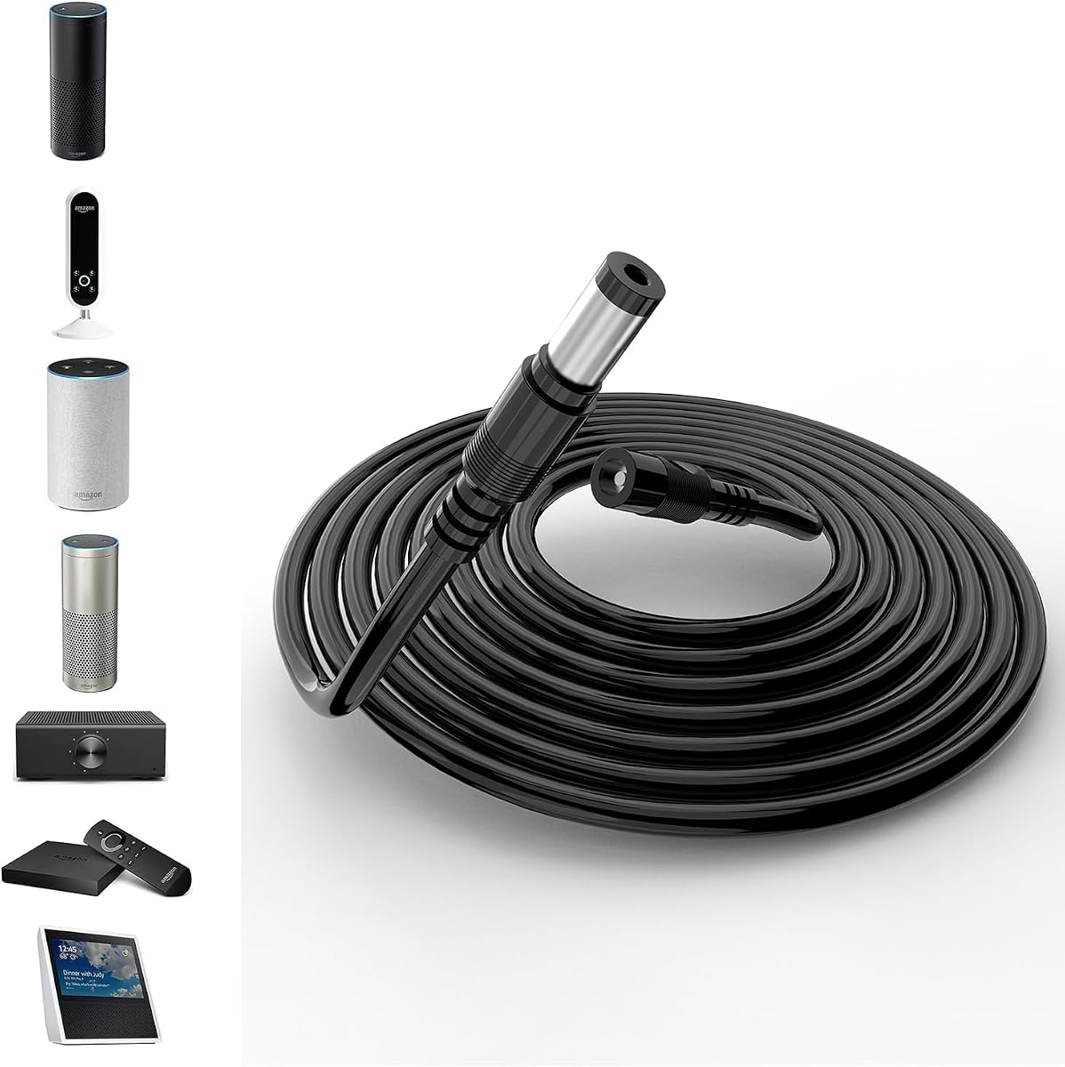 Tonton Cable de extensión de enchufe cilíndrico de 5 m, compatible con panel solar Ring y panel súper solar para cámaras, batería Stick Up Cam/Solar de 2.ª y 3.ª generación, batería Spotlight Cam, Echo Black