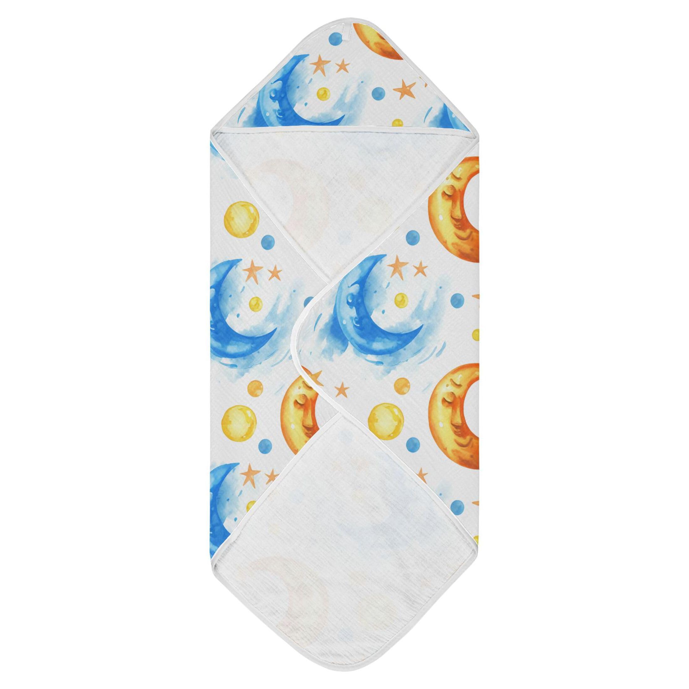 Kigai Baby Hooded Towel Absorbent Baby Bath Shower Towel with Hood for Newborn Boys Girls Babies Infant Toddler (Moon 30 x 30 in)