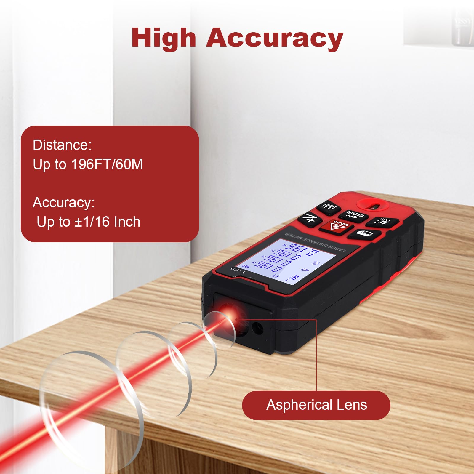 Laser Tape Measure Laser Distance Meter EnnoLogic ED560L - With Area ...