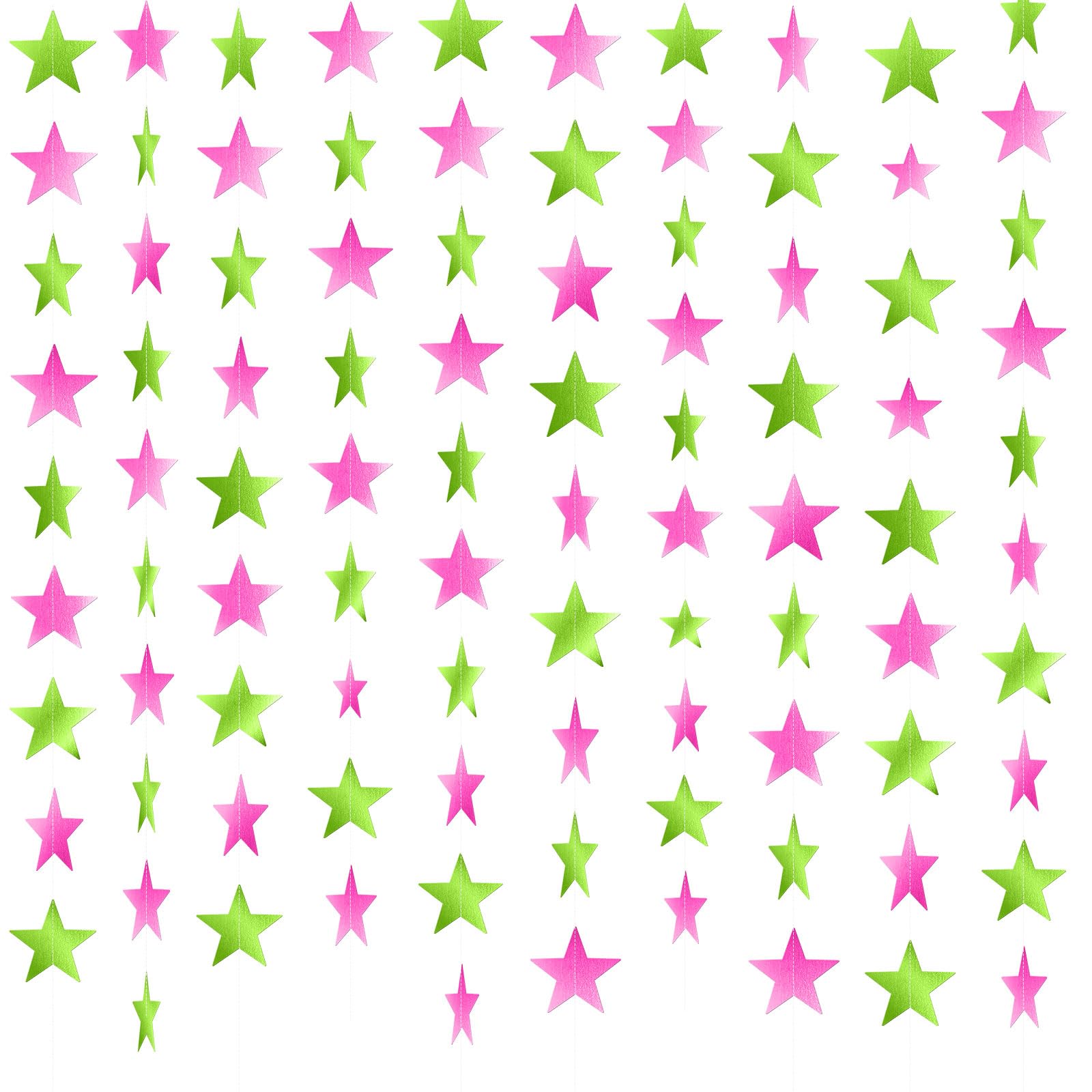 Patelai 130 ft Star Garland Banner Decor,Pink,Green