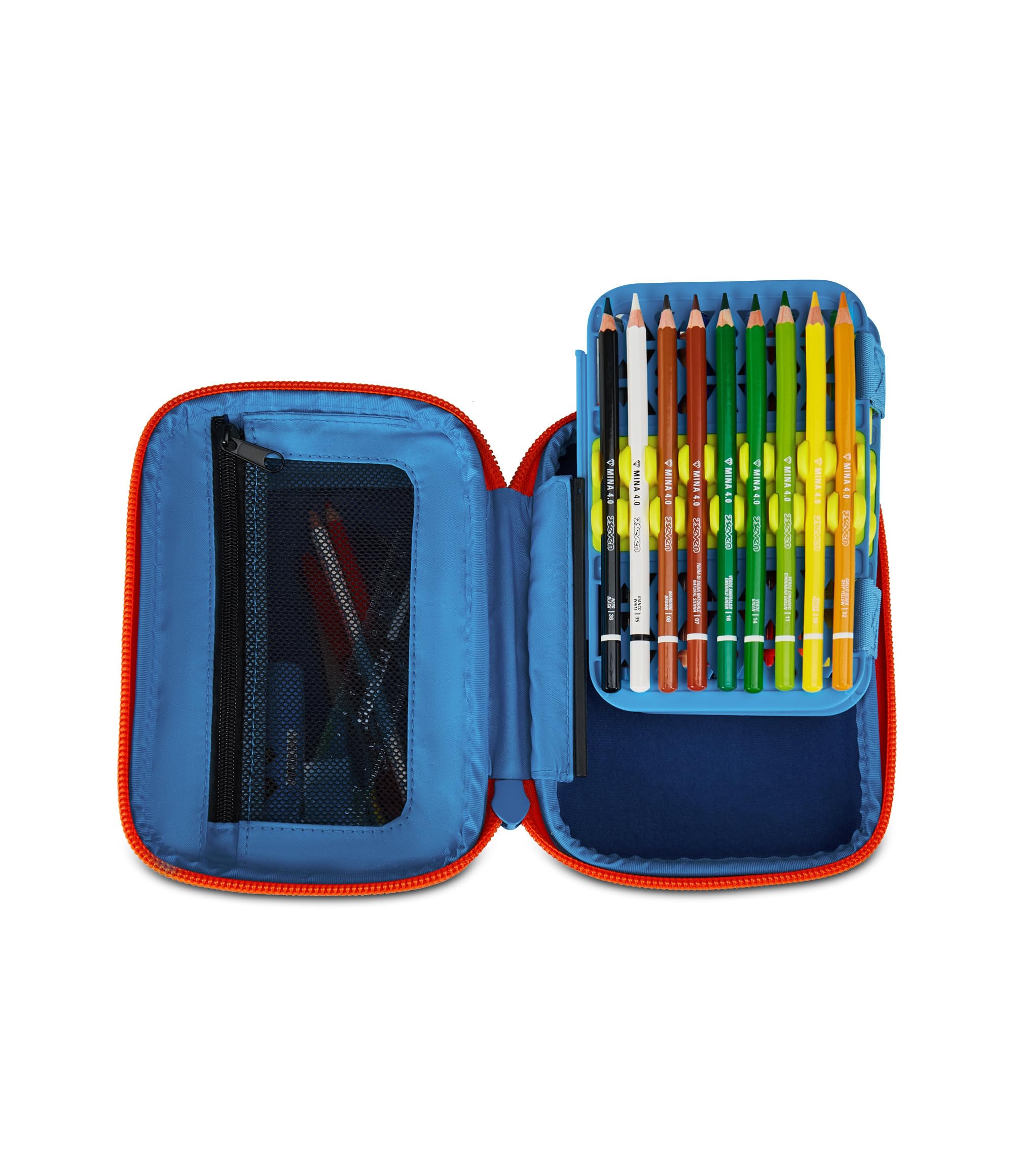 SJ GANG STYLE JAM GANG Astuccio Scuola Speed Pad + Dragon Glide, Blu, Portapenne Mono Scomparto con Plance Amovibili, Completo Di Penne, Matite, Colori, Accessori Zaino, Scuola Elementare, Bambino