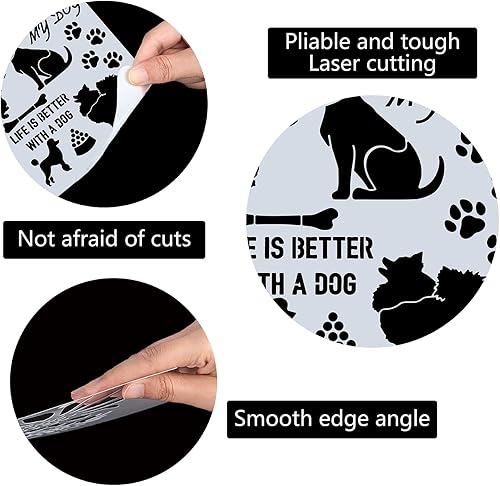 Miniatura 3 de GORGECRAFT Plantillas de huellas de perro de 30 × 11.8 in, plantilla de dulce cachorro, plantillas de animales grandes, plantilla cuadrada