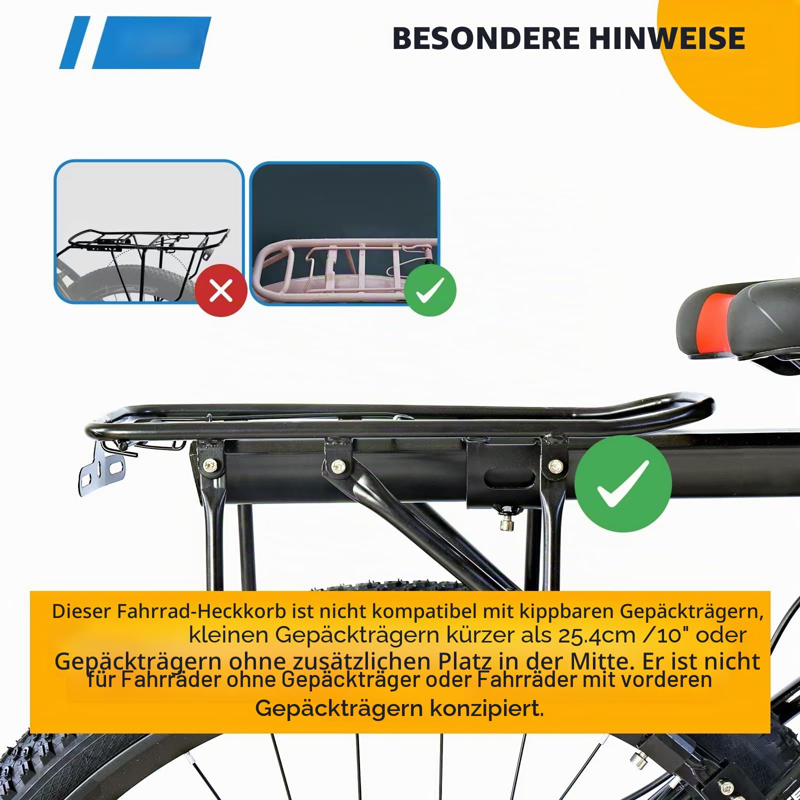 MOSHAY Faltbarer Heckkorb für Fahrräder, patentiertes Design, mit 32 l großem Fassungsvermögen, Premium-Qualität, langlebig, resistent gegen Hitze und Korrosion