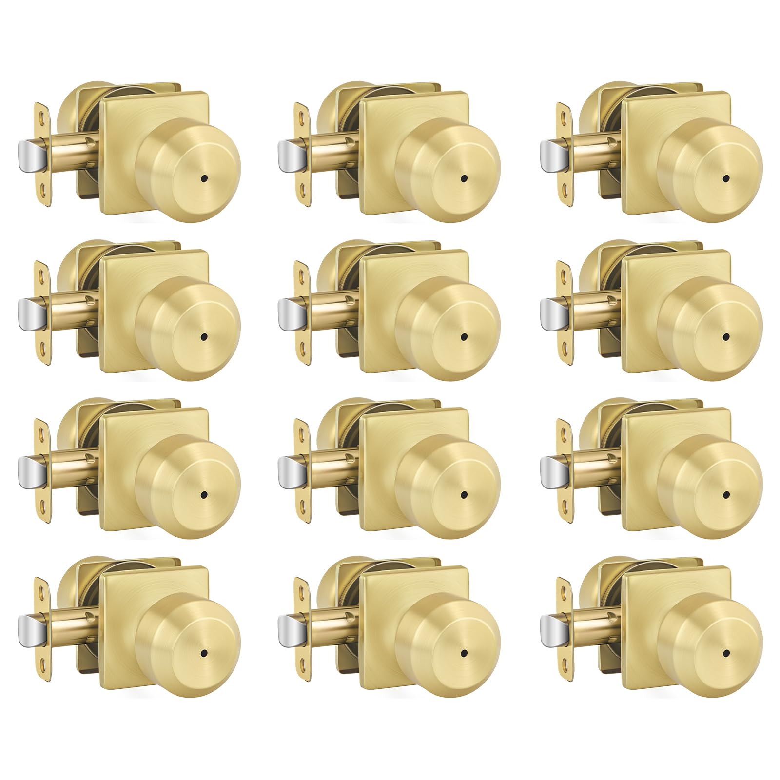Haidms 12 Pack Gold Door Knobs, Privacy for Bedroom or Bathroom