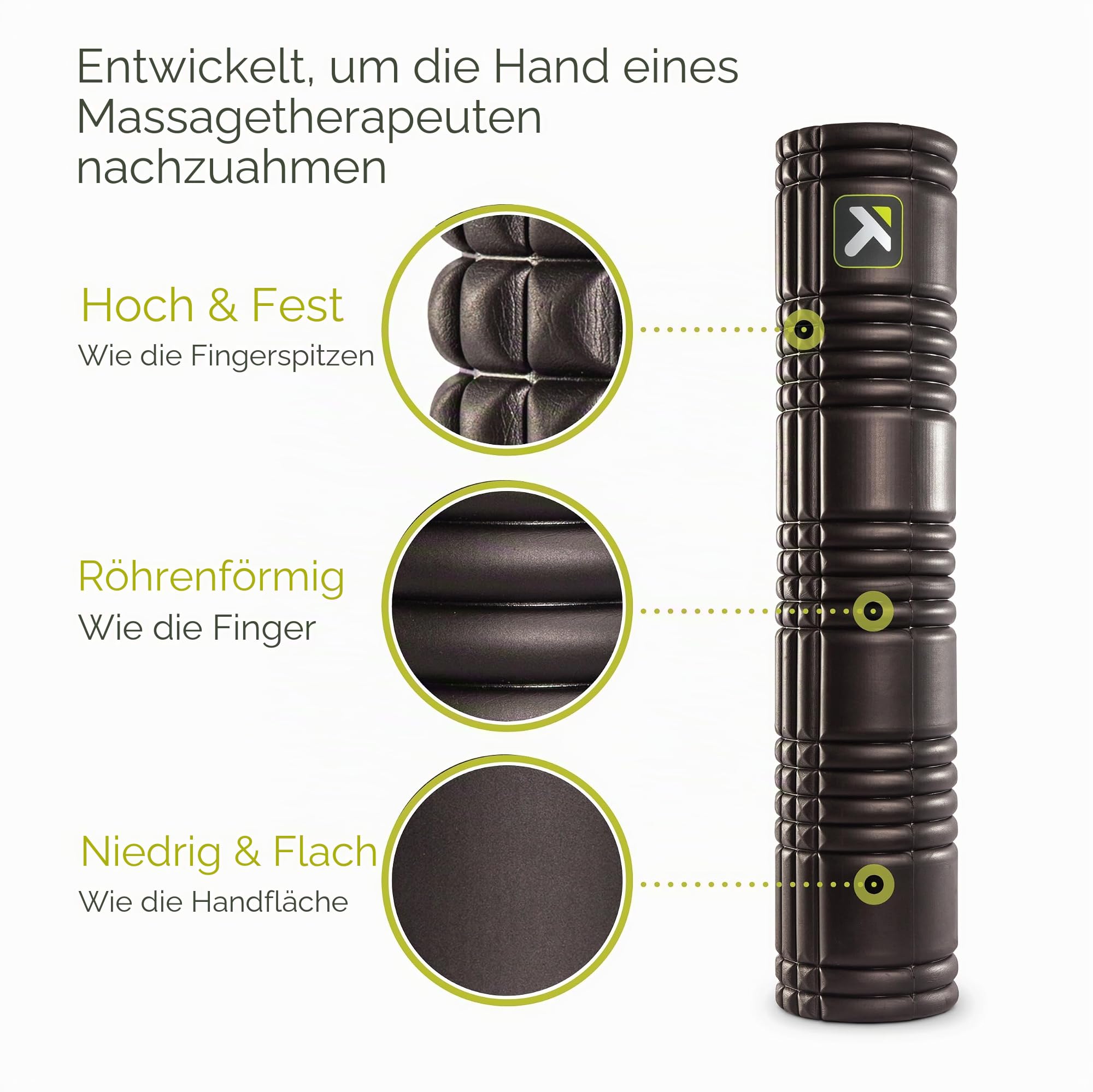 TriggerPoint GRID 2.0 Faszienrolle mit Distrodensity-Zonen und Matrix-Technologie - 66 cm lang, 12,7 cm Durchmesser, umfassendes Core-Workout, erweiterte Abdeckung, patentiertes Mehrdichtexterior