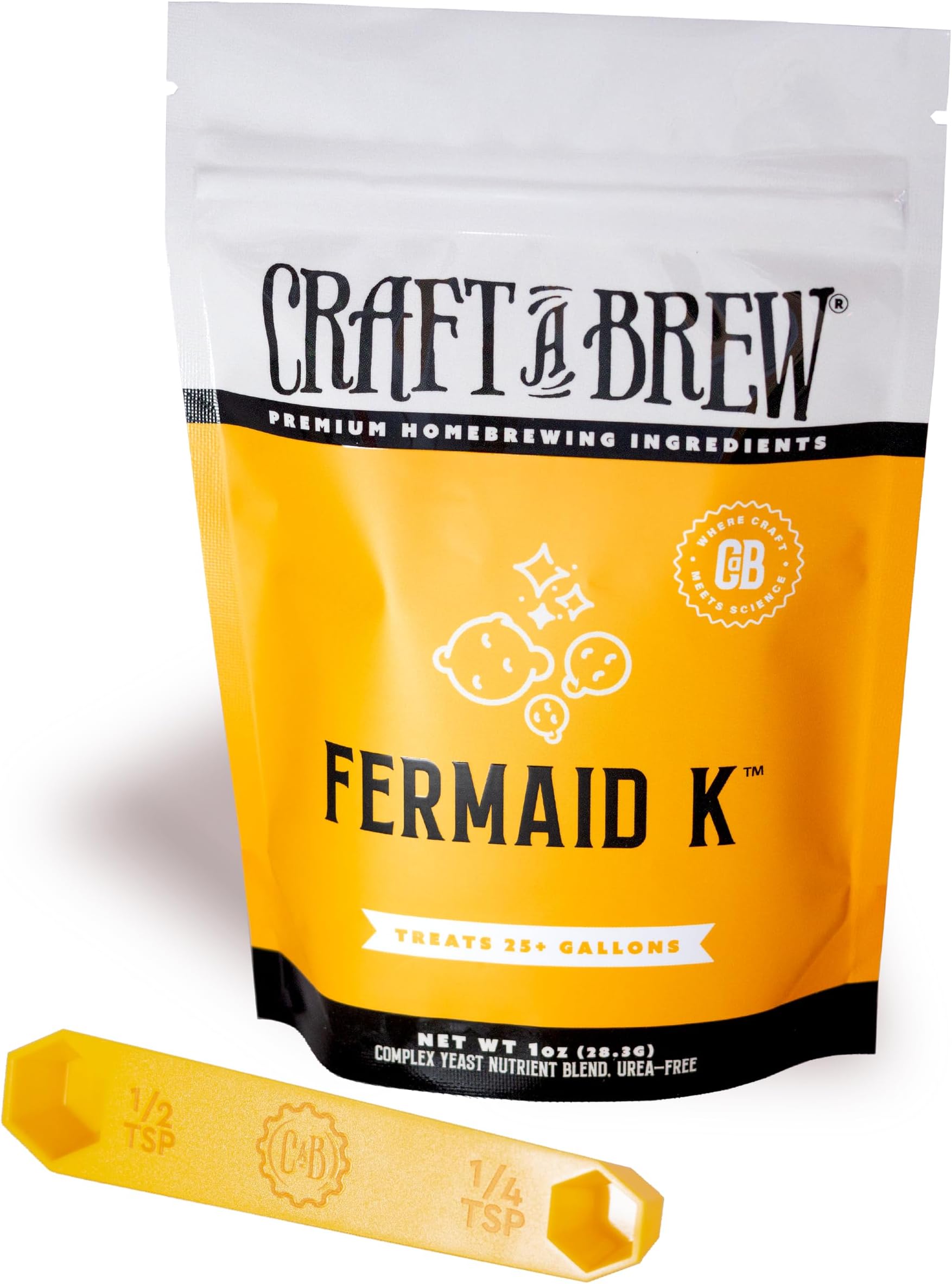 Craft A Brew - Fermaid K - For Wine & Beer Brewing - Blended Complex Yeast Nutrient - Promotes Yeast Growth & Reproduction - For Efficient Fermentation - 1 oz Package