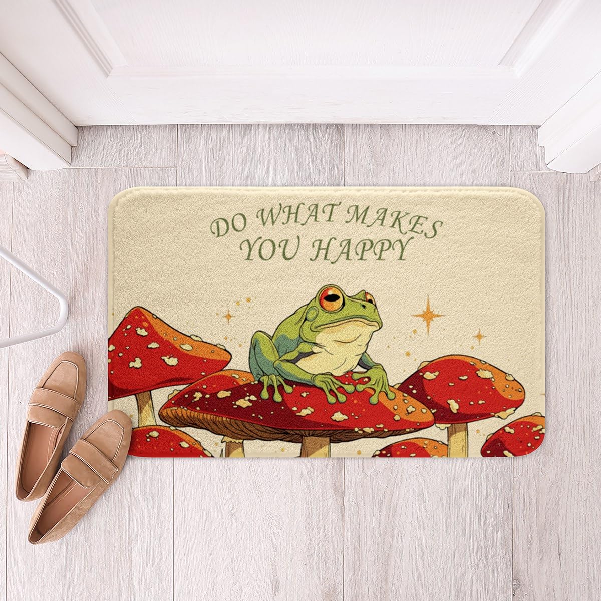 jejeloiu Frog Bathroom Accessories Floor Doormats 16"x24" Mushroom Bath Mats for Boys Girls Children Tropical Amphibian Bathroom Rugs Soft All Season
