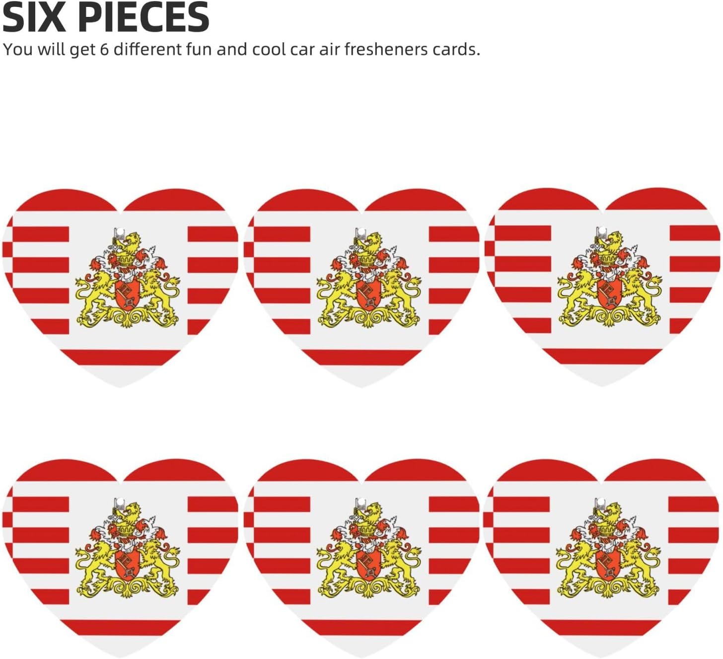 Flag Of The Senate Of Bremen Car Air Fresheners Cards - 6 Pieces,Cardstock Scented Decor For Cars,Bedrooms, Closets image 2