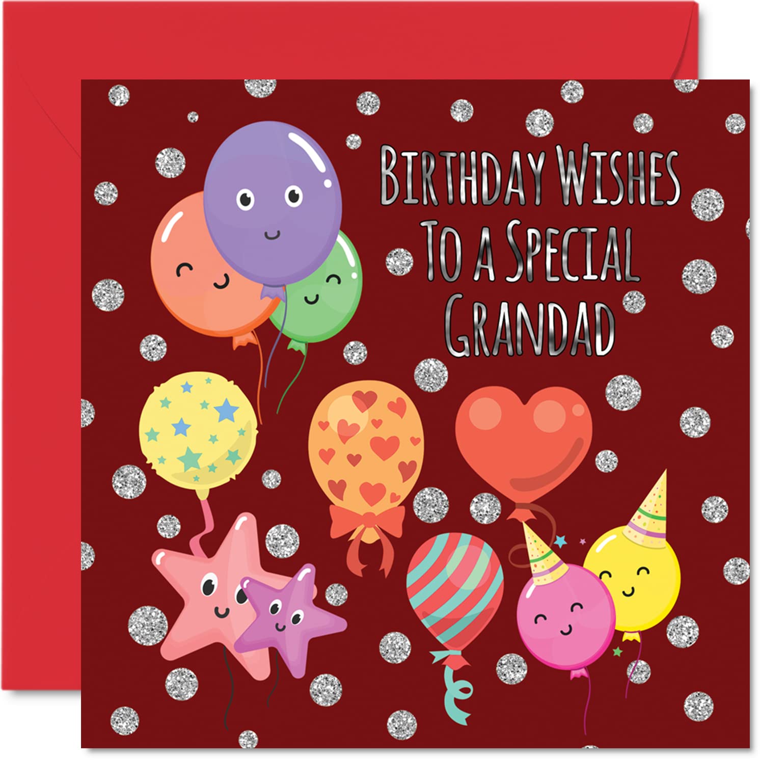 Fun Birthday Cards for Grandad - Birthday Balloons - Card for Grandad from Grandson Granddaughter, 145mm Father's Day Greeting Cards