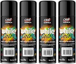 Kit 4 Tinta Spray 340ml Uso Geral Diversas Cores Automotivo (Preto Brilhante)