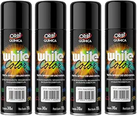 Kit 4 Tinta Spray 340ml Uso Geral Diversas Cores Automotivo (Preto Brilhante)