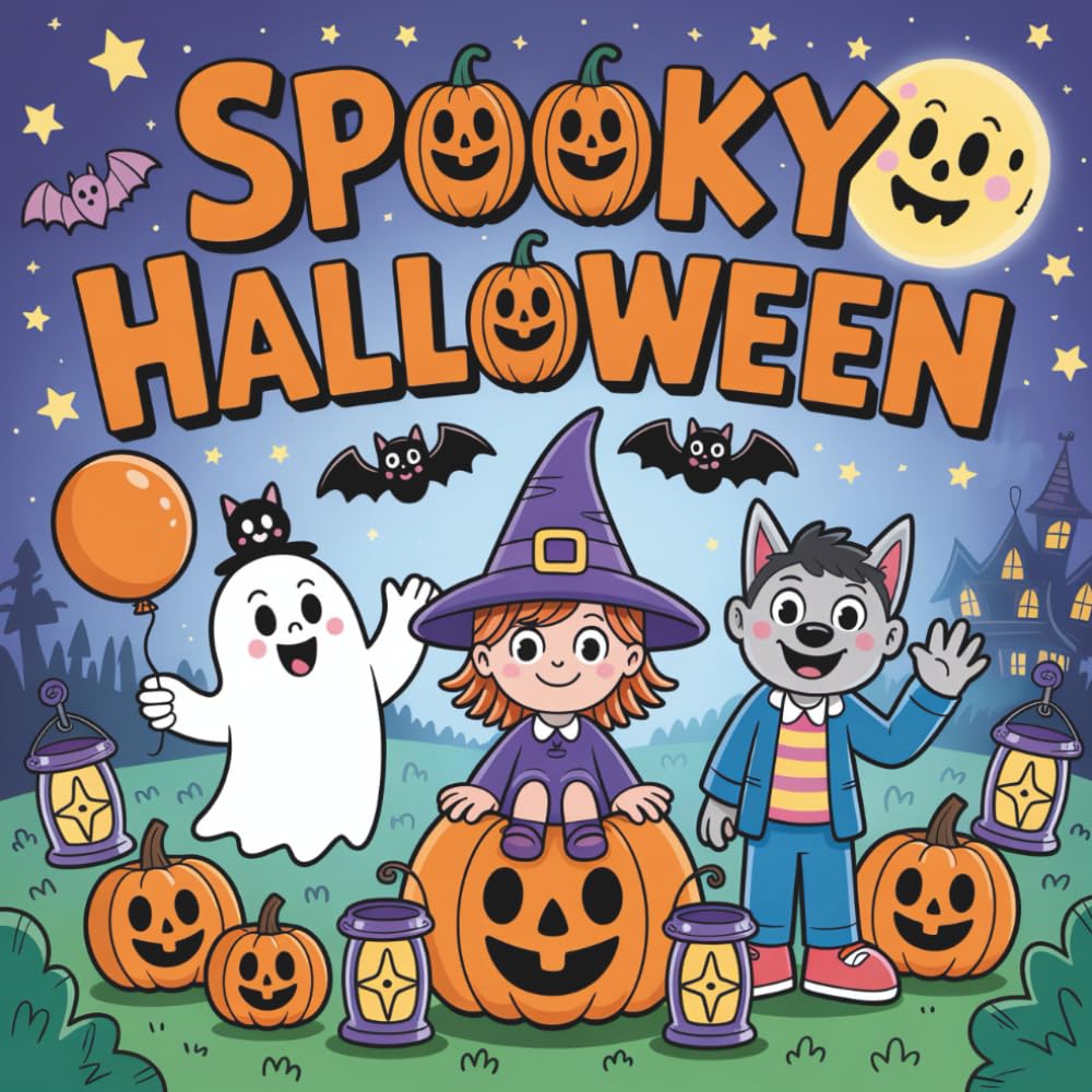 Spooky Cute Halloween Coloring Book for Kids and Teens: Bold and Easy Coloring Pages, Cute Halloween Designs
