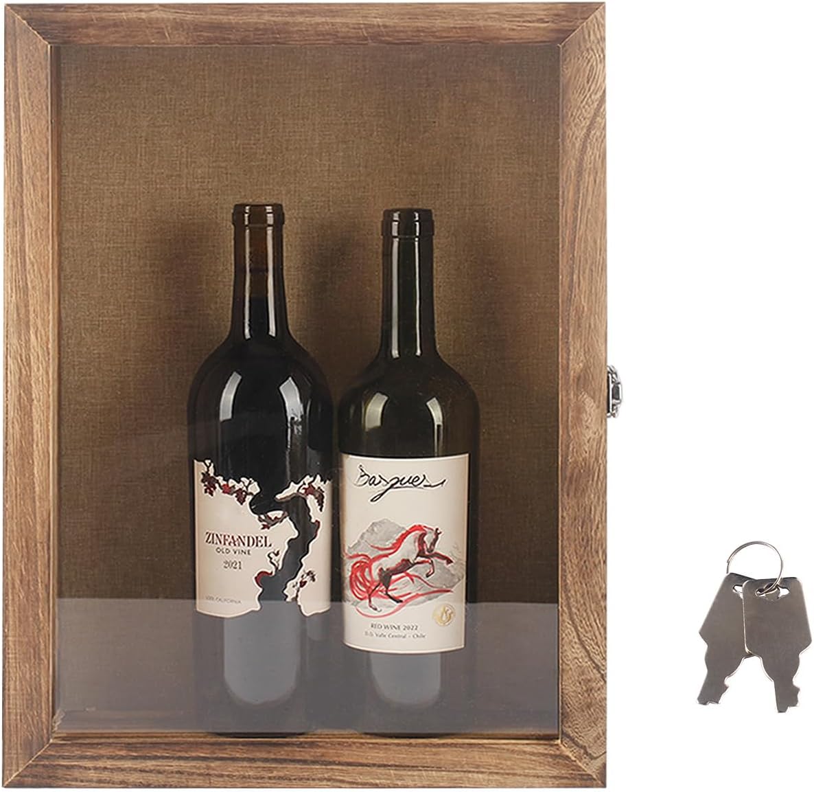 12”x17” Deep Shadow Box Frame Large Display Cases Wooden Wall-Mounted Hinged Door for Red Wine Bottles,Champagne,Big Liquor Etc (Carbonized Color)