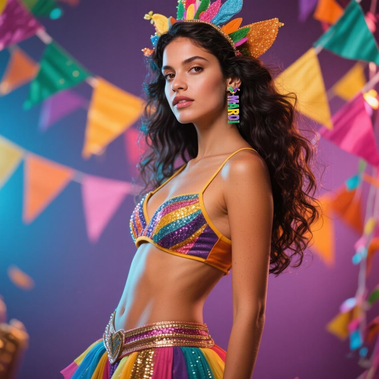 MardiGras Letter Earrings for Women Mask Clown Hat Lobster Letter Carnival Dangle Earrings Statement Mardi Gras Jewelry Gifts Accessories for Women - Image 5