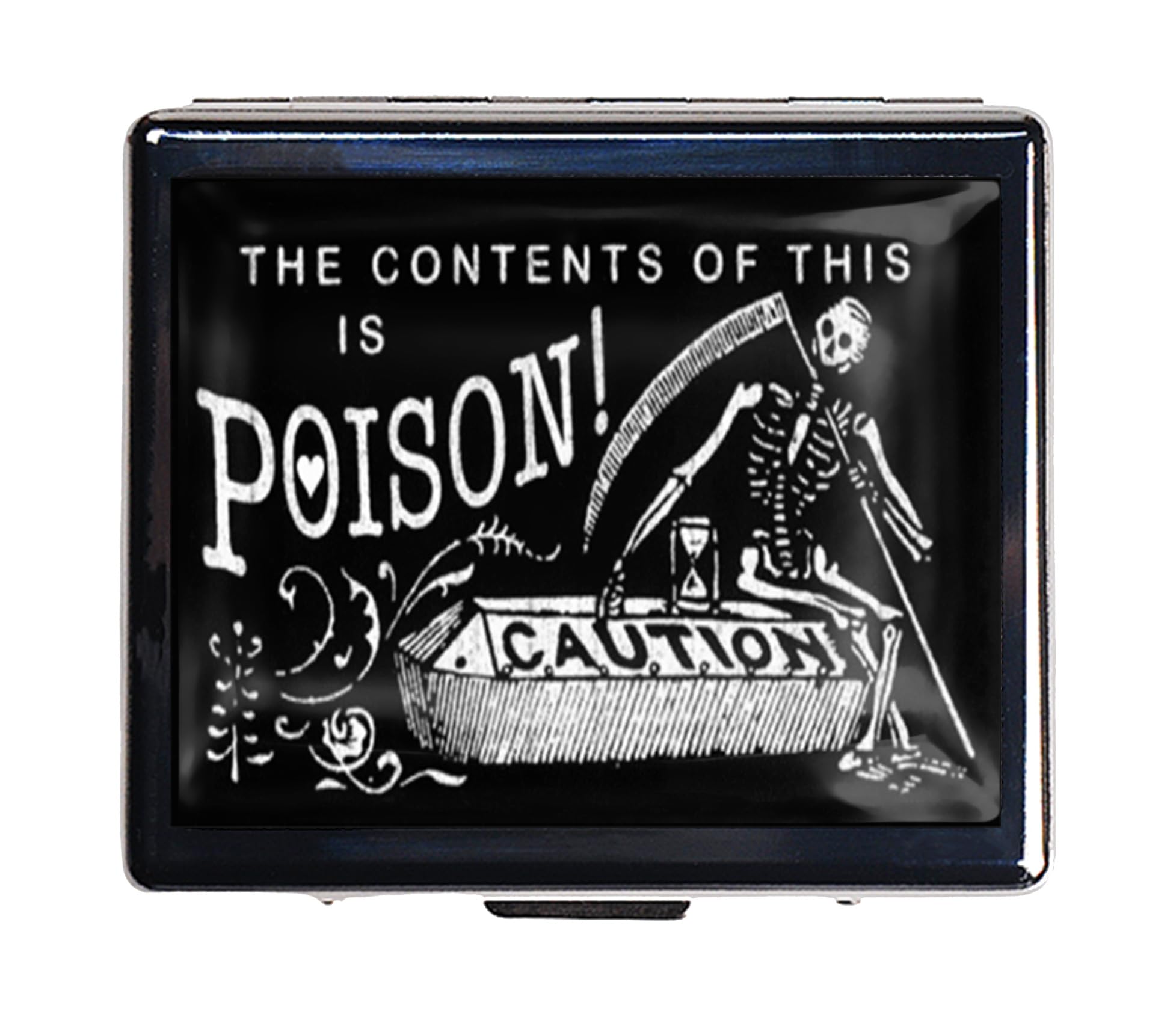 7 Days Chromed Shiny Silver Pill Organizer with Mirror Inside Has 8 Separate Compartments Rectangle Cute Travel Pill Organizer for Purse 7 Days (Black