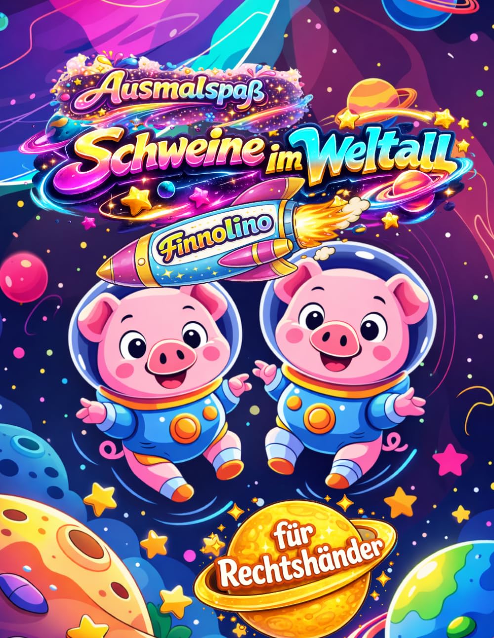 Raketenstart ins Malabenteuer – Schweine im Weltraum: Das große Weltraum Malbuch für Kinder | Raketen, Planeten und lustige Weltraum-Schweine | Kreativer Ausmalspaß | Für Rechtshänder