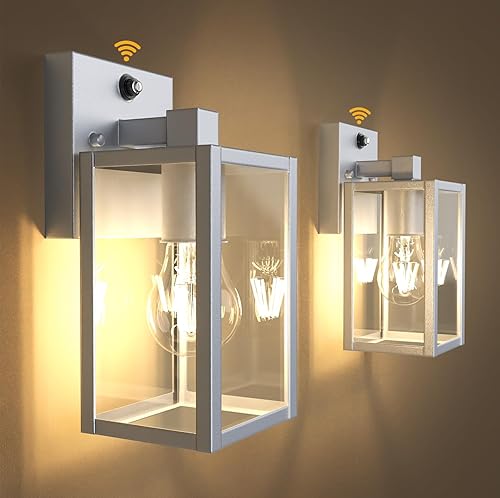 Miniatura 29 de PARTPHONER Lámparas para exteriores del atardecer al amanecer, paquete de 2 luces con sensor de porche, lámpara de iluminación impermeable