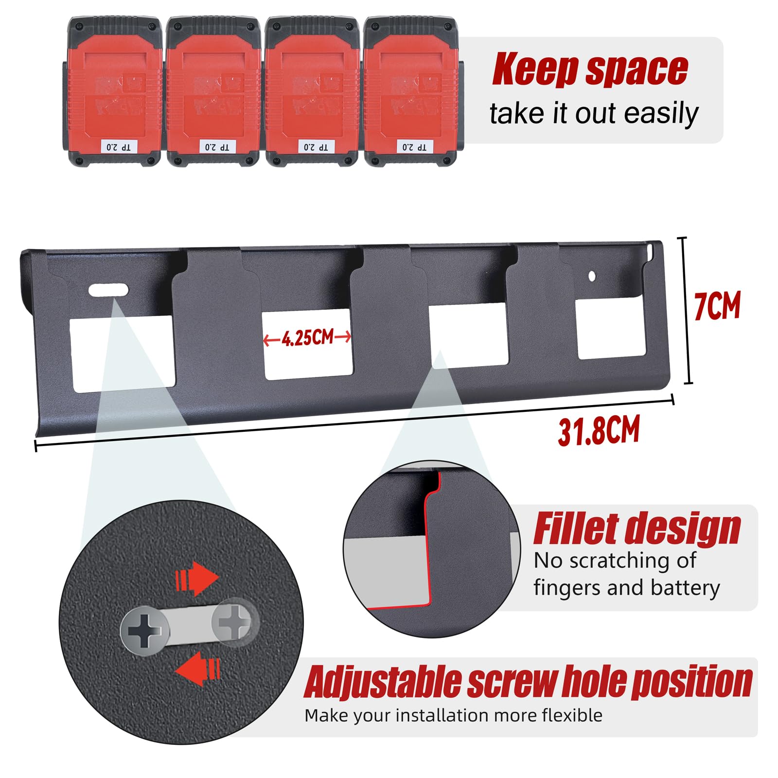 Support Mural Pour Batteries Einhell 18V Power-X-Change - Range-chargeur Pour 3 Batteries - Fabriqué En Allemagne