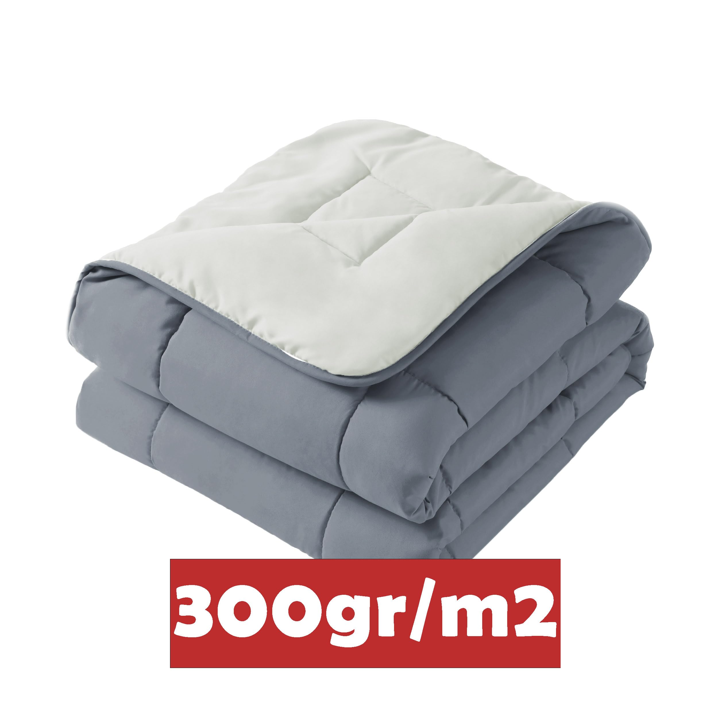 HOMEYA - Edredón de Fibra 300gr/m2 - Edredón Cama 150, Edredón Bicolor Reversible 240x220cm, Relleno Nordico 100% Poliester, Gris/Gris Claro