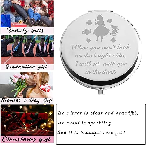 Miniatura 3 de AKTAP Alice Gifts - Espejo compacto para los fans de Alicia "I Will Sit with You in The Dark Wonderland", espejo de maquillaje para mujer