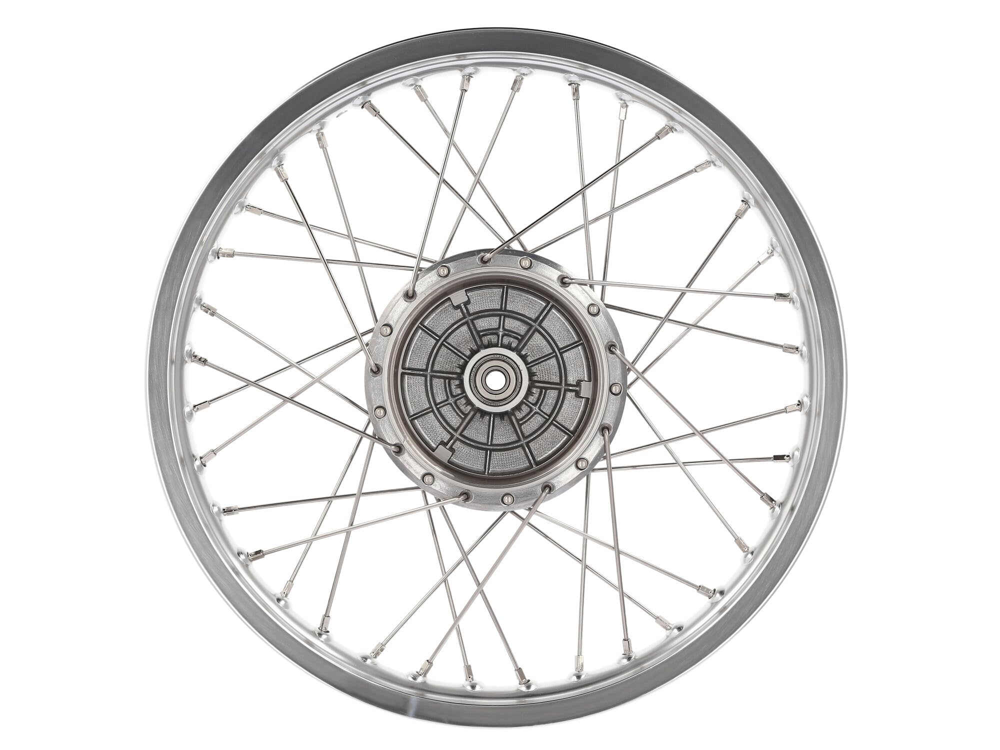 Speichenrad 1,6 x 16" Alufelge poliert + Edelstahlspeichen, mit verstärkte