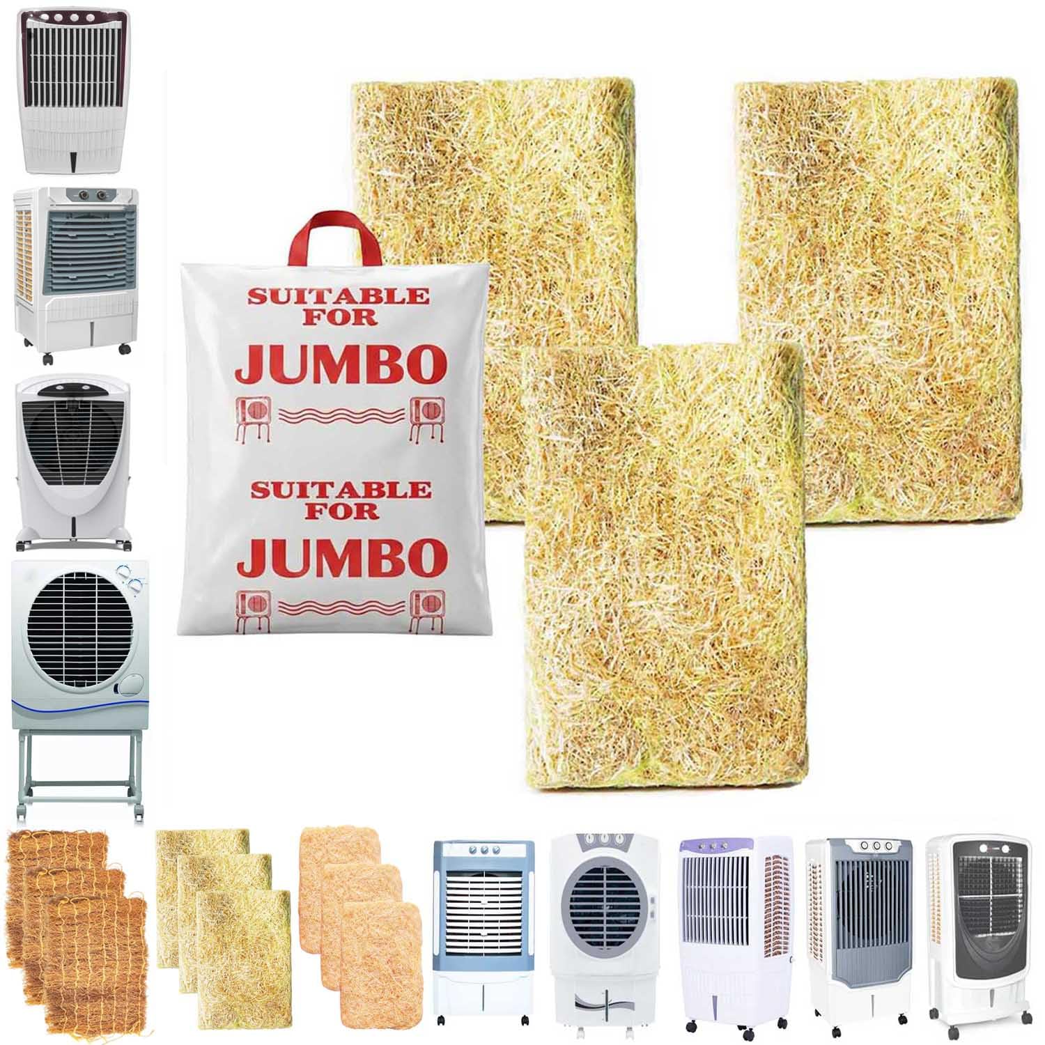 UR LITTLE SHOP Air Cooler Jumbo Grass Cooling Pads – 21 x 28 Inches (54 x 70 cm) | 1 Set (3 Pads) | Jumbo Grass (Wood Wool) with Mesh Cover | Suitable for All Desert Air Coolers-image-30