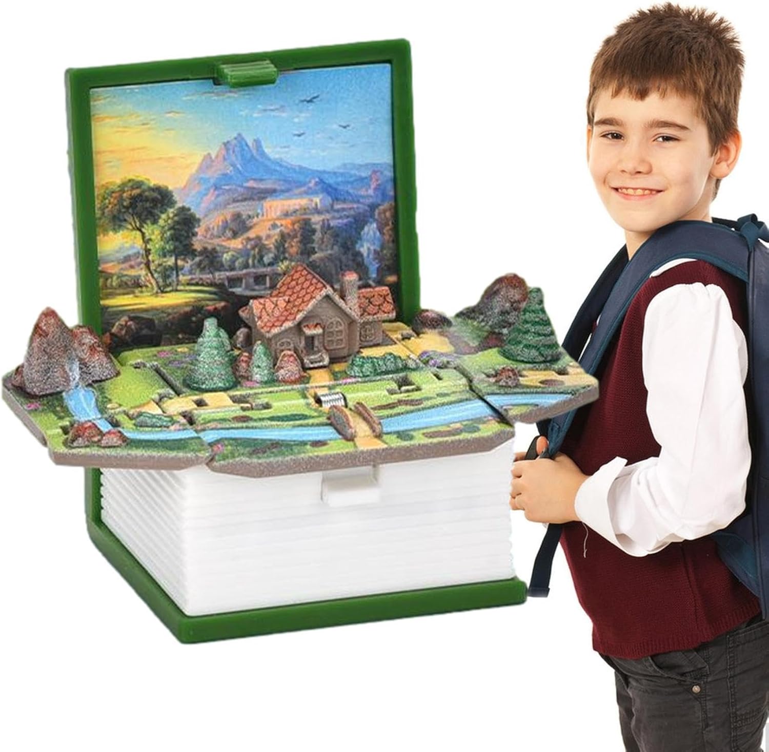 3D Mini Book Keychain Toy - Creative Popup Charm Design System, Soft Durable Structure Build, Lightweight Decorative Key Holder Accessory | Backpack Styling Car Keys School Bags and Travel Use