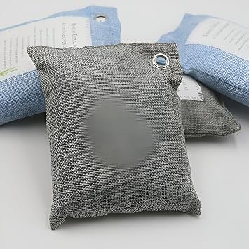 Bamboo Charcoal Air Purifying Bags (4-Pack, 200g Each) Natural Odor Eliminator & Moisture Absorber for Home, Car, Closets, Bathrooms Eco-Friendly, Reusable Deodorizer