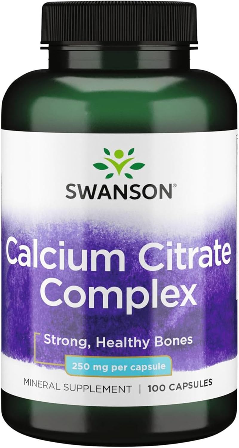 Swanson Calcium Citrate Complex Bone Muscle Nerve Health Blood Pressure Support Mineral Supplement 250 mg Calcium (from Citrate & Carbonate) 100 Capsules